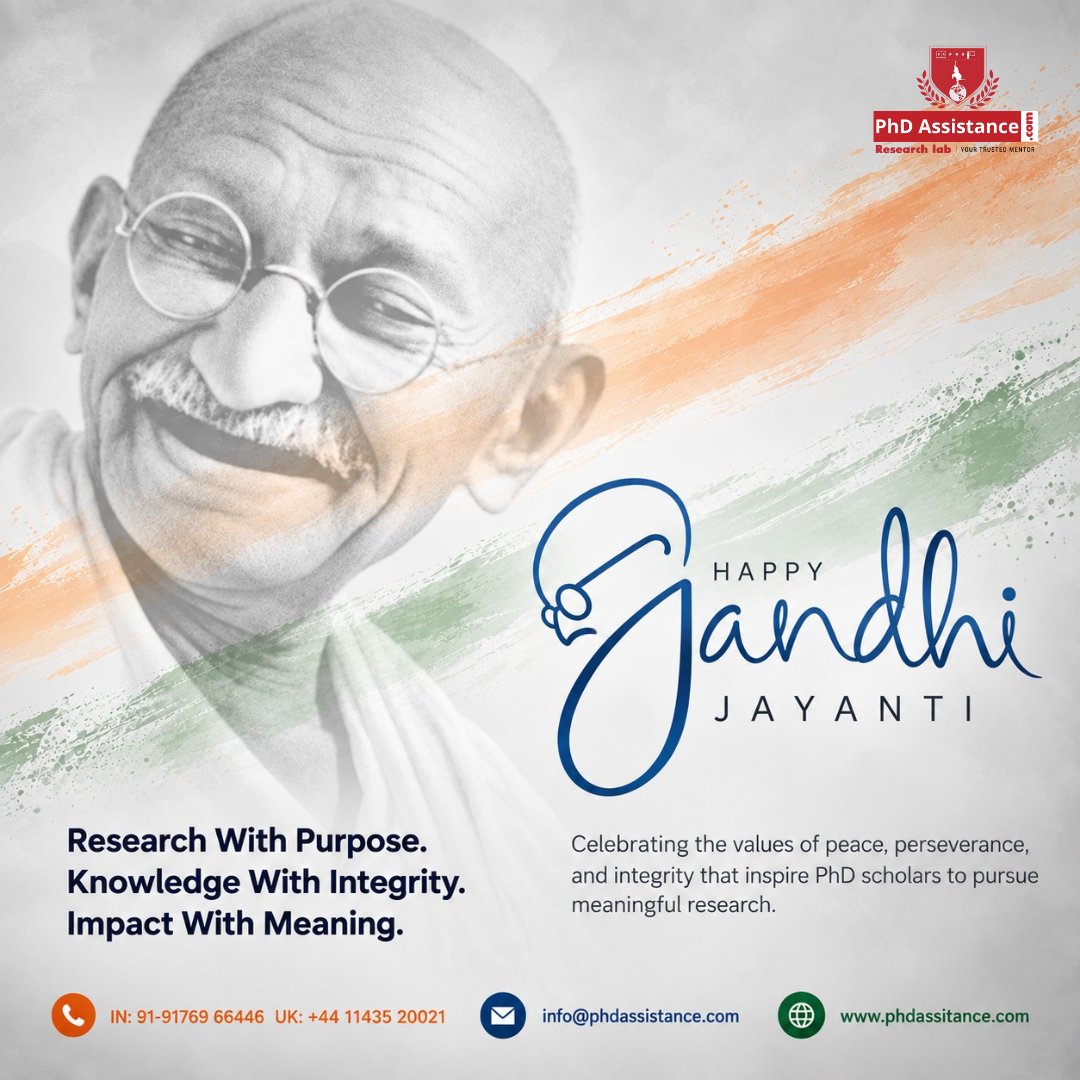 phdassistance's tweet photo. Today, we celebrate Mahatma Gandhi's principles and their inspiring influence on scholars worldwide. Need expert guidance for your PhD dissertation?
Reach out to our research mentors at https://t.co/K9lHCV369n
#GandhiJayanti #PhDResearch #AcademicTwitter #PhDLife https://t.co/1v3vOMAs7Y