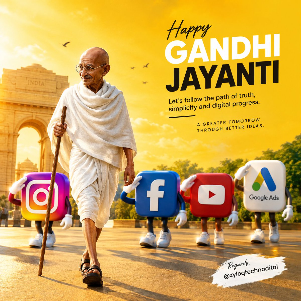 Zyloqindia's tweet photo. Walking the path of truth. Inspiring the path of progress.
Happy Gandhi Jayanti from @zyloqtechnodital
#GandhiJayanti #HappyGandhiJayanti #MahatmaGandhi #GandhiJayanti2026 #TruthAndPeace #DigitalMarketing #TechnologySolutions #ZyloqTechnoDigital #SmartDigitalPower #India https://t.co/rhIC4XJxDR