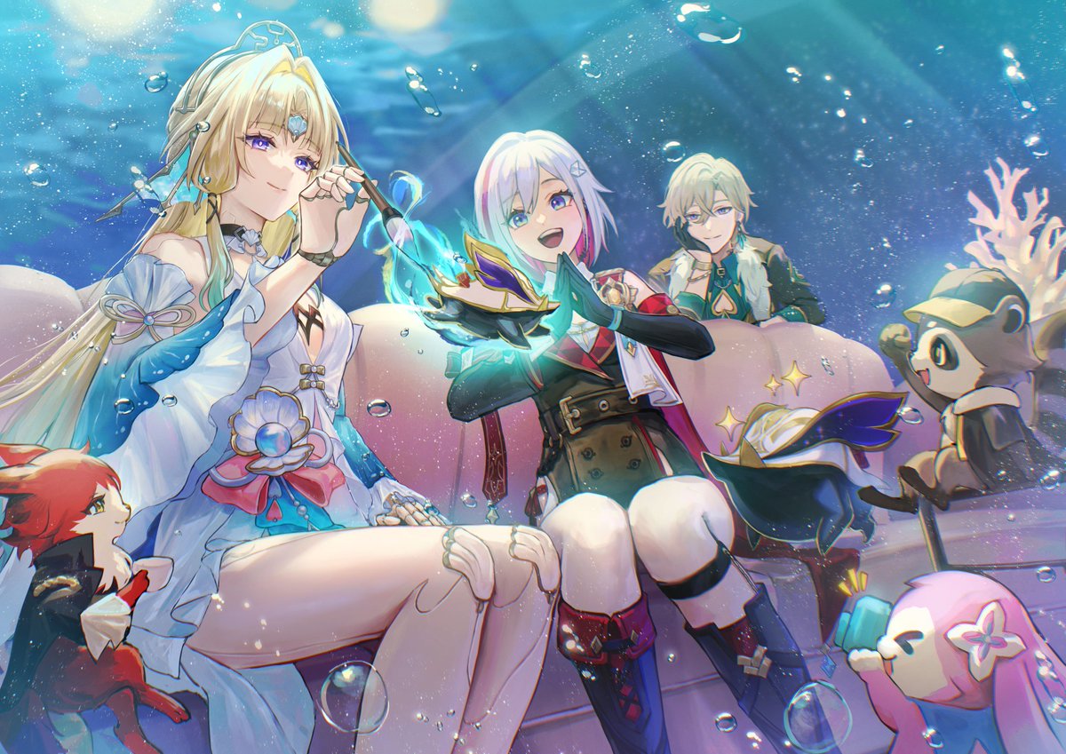 StarRailVerse1's tweet photo. New Pearl, Topaz &amp; Aventurine Illustration

#HonkaiStarRail https://t.co/9wNdUomaMM
