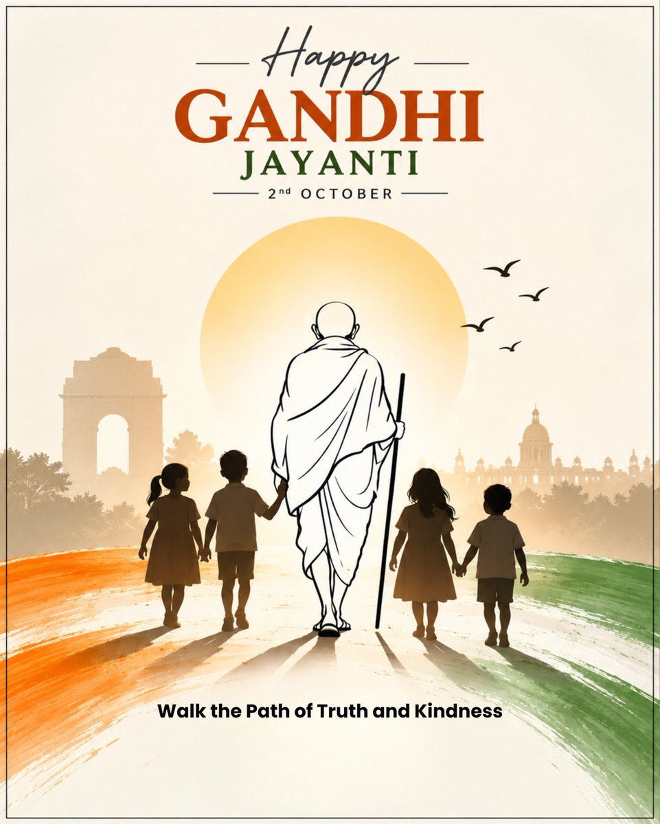 Fountainheadsch's tweet photo. Gandhi Jayanti
Remembering Mahatma Gandhi’s timeless values of truth, peace, and non-violence. May we continue to follow his path and build a better world with kindness and compassion.
#gandhijayanti #mahatmagandhi #truthandnonviolence #peace #valuesoflife https://t.co/xP8dMzYYi6