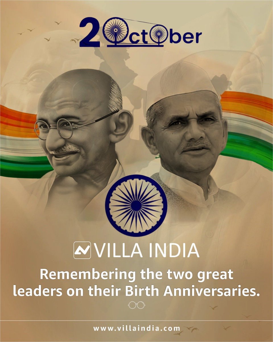 Villa_india__'s tweet photo. Gandhi Jayanti &amp; Shastri Jayanti, Villa India pays tribute to Mahatma Gandhi and Lal Bahadur Shastri.
​Happy Gandhi Jayanti &amp; Shastri Jayanti! 🇮🇳✨
​#GandhiJayanti #ShastriJayanti #VillaIndia #TruthAndNonViolence #JaiJawanJaiKisan #BuildingABetterIndia https://t.co/XYzMpS9gJ3