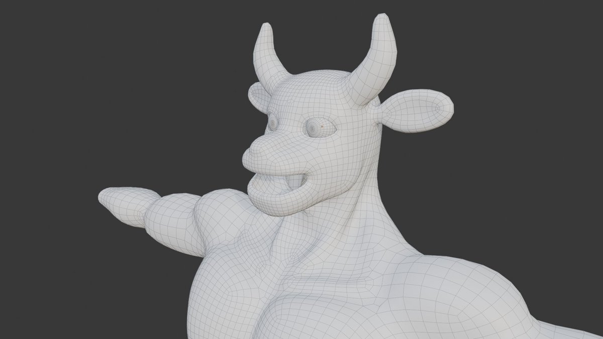 YnFxn2's tweet photo. I made retopology bull. I'm not sure if it's clean enough. But I did realize why people sometimes call this meditation. https://t.co/VCbrurYy2F