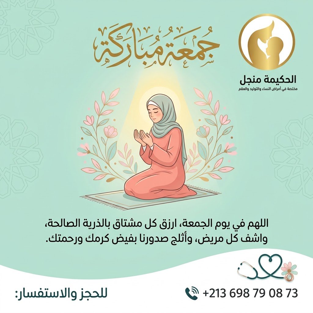 Gyneco_Menadia's tweet photo. جمعة مباركة طيبة... في هذا اليوم الفضيل، نسأل الله أن يتقبل دعاءكم، ويملأ قلوبكم بالسكينة والبركة.

 نرافقكم في عيادتنا المتخصصة في أمراض النساء والتوليد والعقم بكل حب وعناية، لنجعل من رحلة الأمومة حقيقة نعيشها معاً.
#جمعة_مباركة #يوم_الجمعة #جمعة_طيبة #دعاء_الجمعة #صحة_المرأة https://t.co/TVMWmbcMFj