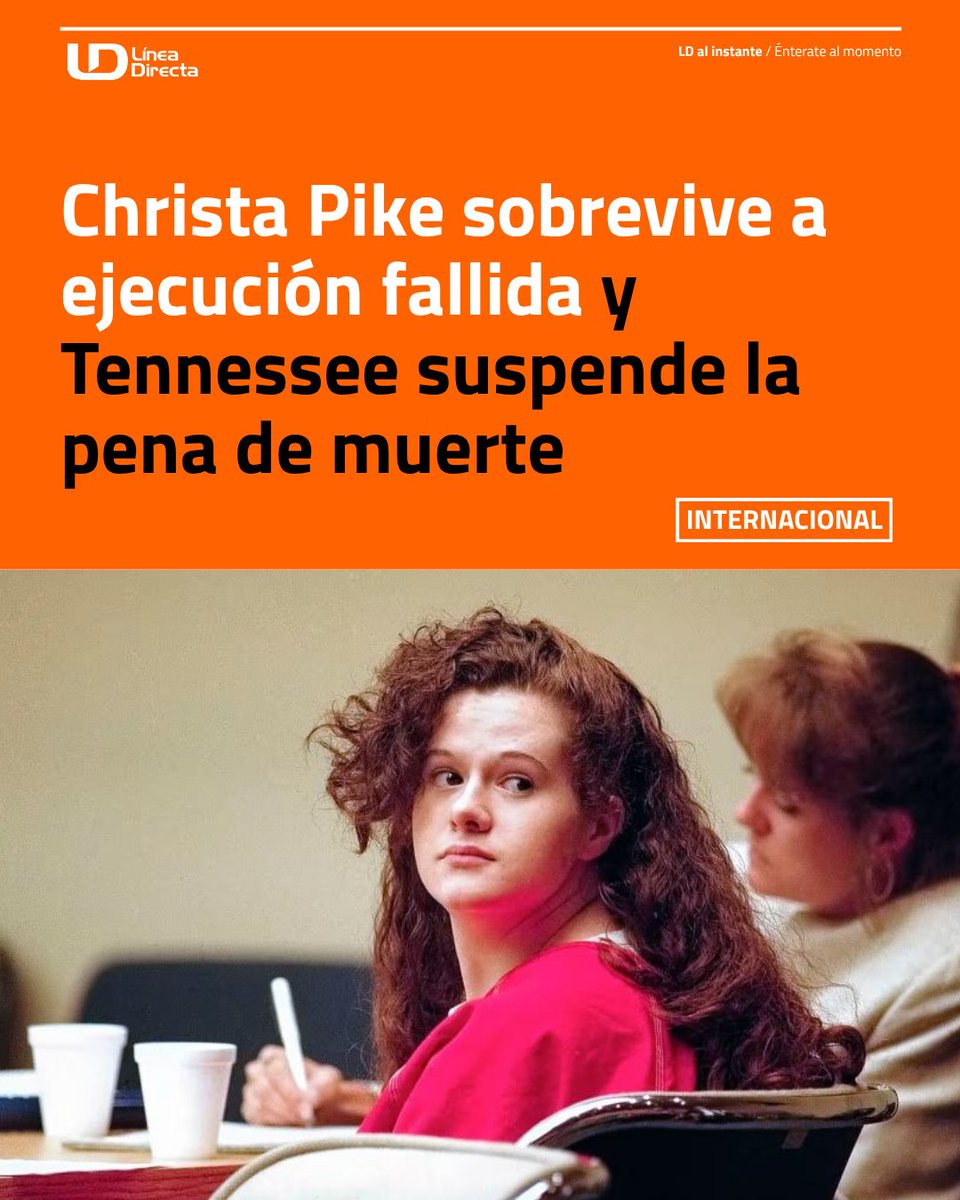 linea_directa's tweet photo. ⚖️🇺🇸 Tennessee suspendió temporalmente las ejecuciones tras un procedimiento fallido de pena capital contra Christa Pike. 

Más información en los comentarios.