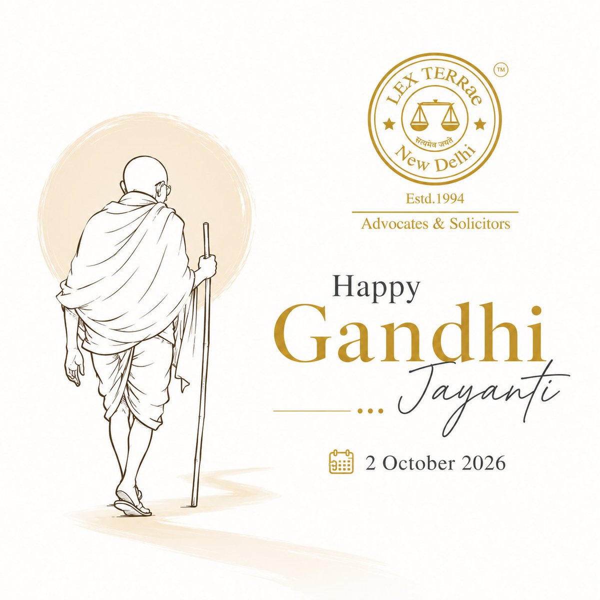 2LexTerrae's tweet photo. Mahatma Gandhi’s Birthday i.e. Gandhi Jayanti, is observed as the UN International Day of Non-Violence. 

Today, we honor Gandhi’s legacy and its enduring impact on society and legal thought. It is pertinent to note, that, Gandhi’s legacy of ‘non-violence’, is derived from his belief, wherein "Non-violence is not a cover for Cowardice, but it is the supreme virtue of the Brave”. 

#GandhiJayanti2026 #InternationalDayOfNonViolence #MahatmaGandhi #SatyaAndAhimsa #LexTerrae #LegalEthics #JusticeAndIntegrity #PeaceAndJustice #AdvocatesofIndia #IndianJudiciary #LegalProfession #LawyersOfIndia #LegalIntegrity #ConstitutionalValues #JusticeSystem #LegalExcellence #IndianLawyers #TruthAndNonViolence #GandhianPrinciples #EthicsInPractice

@MLJ_GoI @MinOfCultureGoI @mygovindia @2LexTerrae @toajaytyagi @totyagiakash @NikunjAroraa @Sheetal01474473
