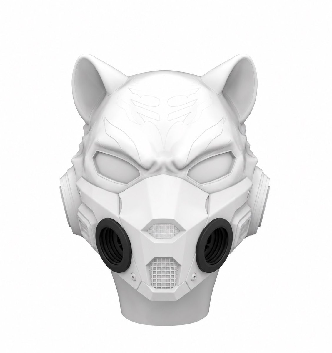 Pupjoi's tweet photo. 🎨 Your canvas is here! Download the four high-resolution model views attached to this comment and start designing!

Please keep the hood’s existing shape and structure, and submit your own original colorway design.

📩 How to submit:
Reply to the main activity post with your design, or post it on your own account and tag @Pupjoi. If you post separately, please also reply to the main post with your post link.

Design notes:
• Get creative with the tiger markings! Mold lines along the original stripe pattern will remain visible, so we recommend incorporating them into your design.
• The circular breathing valves on both cheeks must remain black.

Before adopting the design, we’ll contact its creator to confirm the design and any necessary production adjustments. Prize hoods will ship once the design is confirmed and production is complete.