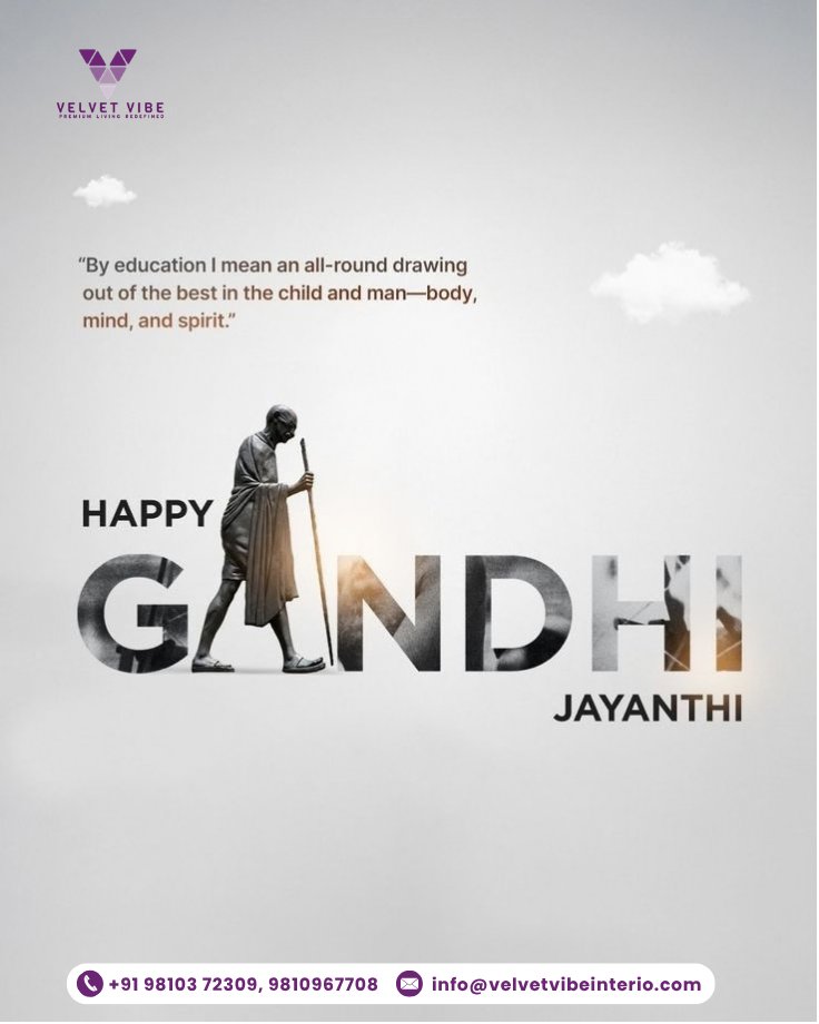 velvetinterio's tweet photo. Simplicity. Purpose. Authenticity. 🕊️

This Gandhi Jayanti, let’s celebrate the beauty of simple living and thoughtful choices—values that remain timeless.

🇮🇳 Happy Gandhi Jayanti!

#GandhiJayanti #MahatmaGandhi #SimpleLiving #InteriorDesign #VelvetVibe https://t.co/sy0J0iMu3V