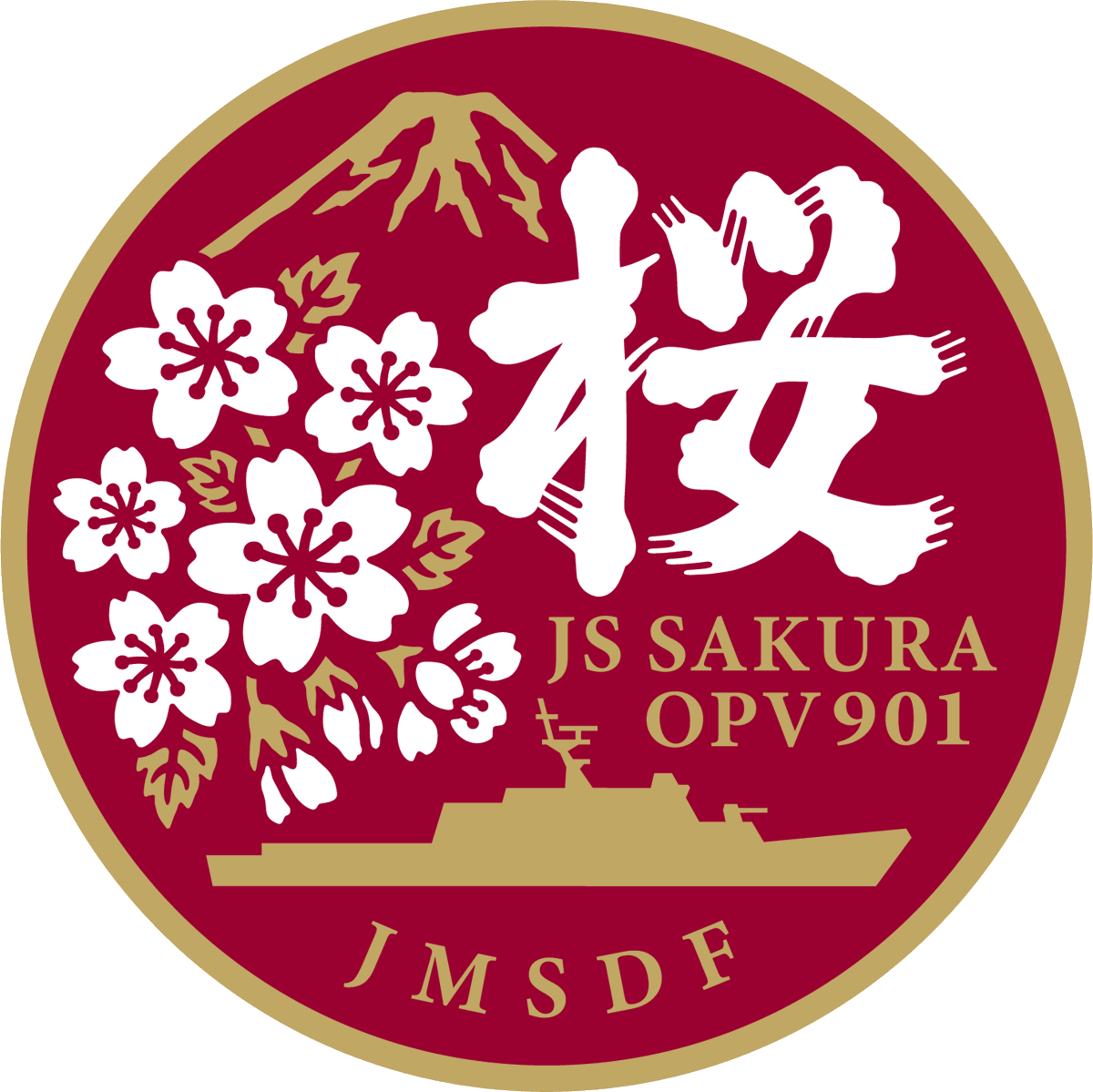 JMSDF_PAO's tweet photo. 🌊哨戒艦「さくら」のロゴマークが決定!!

力強い桜と赤富士が本艦を見守る🌸🗻
平穏な日常と隊員の無事への願いが込められたデザインです⚓
たくさんのご応募、ありがとうございました！

詳しくは海自HPで👉https://t.co/6RjDOFFNB0 https://t.co/JxgR9oDzwZ