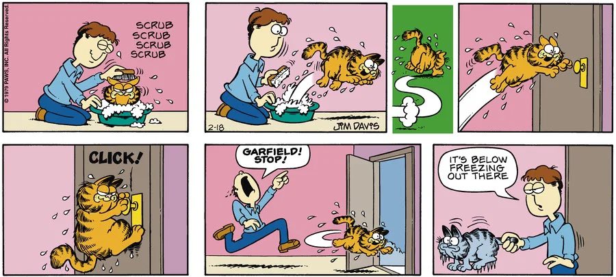 ClassicStrips's tweet photo. Garfield 
Jim Davis 02.18.79 https://t.co/5VCIQkjk8B