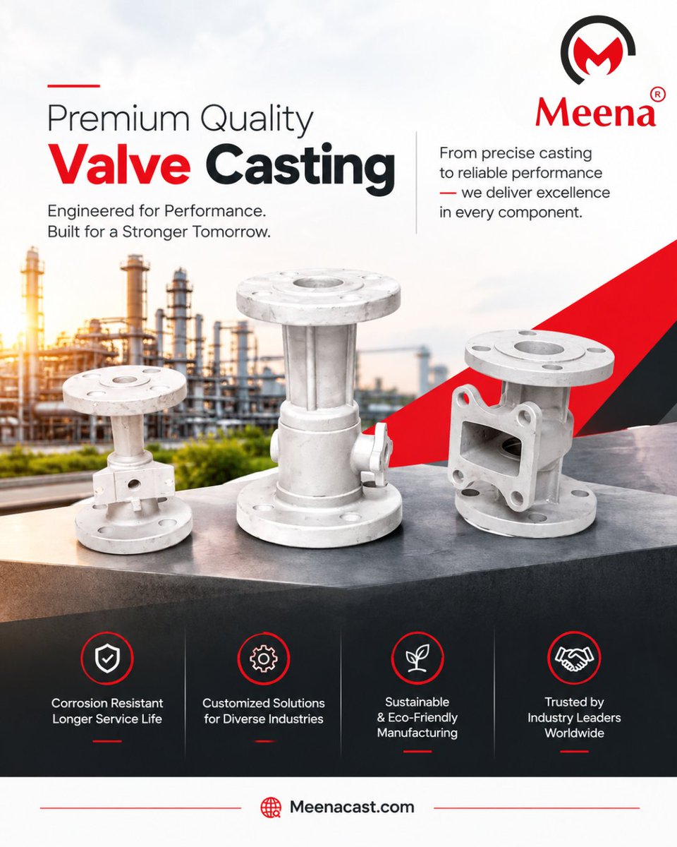 meenacast's tweet photo. Premium Quality Valve Casting
Engineered for Performance. Built for a Stronger Tomorrow.
From precise casting to reliable performance - we deliver excellence in every component.

https://t.co/cOd7c6Vlxb

#MeenaCast #MeenaCastPvtLtd #InvestmentCasting #PrecisionCasting https://t.co/fAZAZBUop5