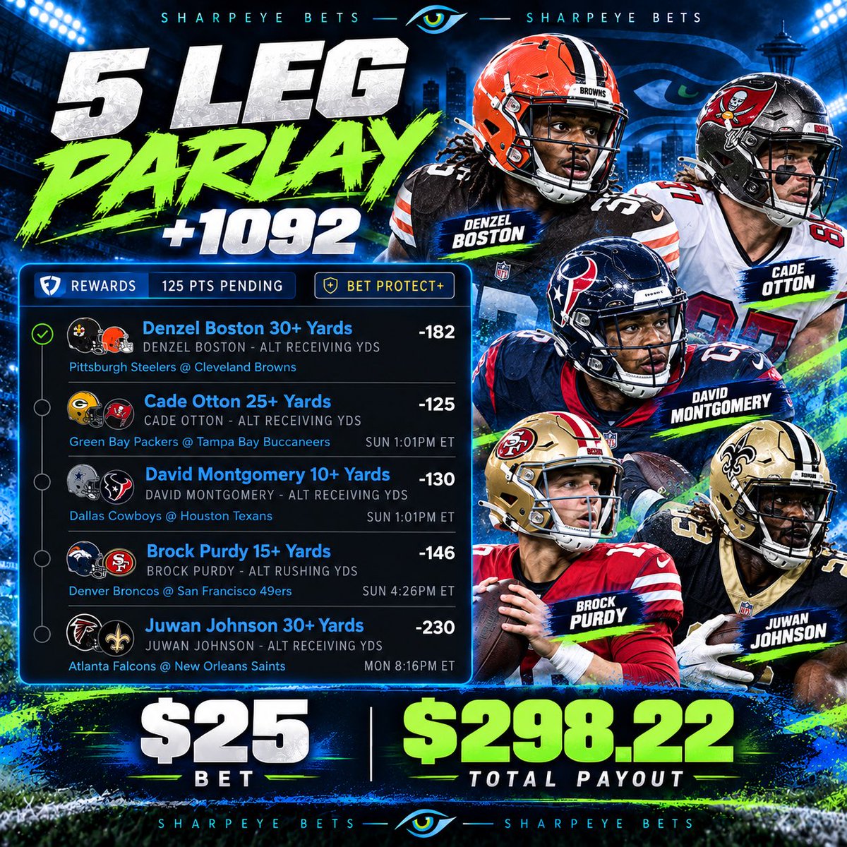 SharpeyeBets's tweet photo. 🏈NFL SUNDAY PARLAY🏈

Forgot to post this earlier but here are the legs to sweat today! ⚔️

All these legs have hit over the last ten games🤝

21+, gamble responsively https://t.co/JuO3TKoXW9