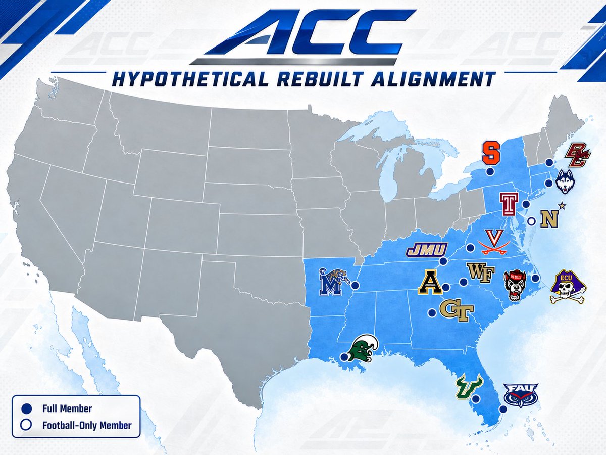 duvalvegas's tweet photo. My take on conference realignment the new SEC, BIG TEN, BIG XII, and ACC https://t.co/Hvc2iOF3rK