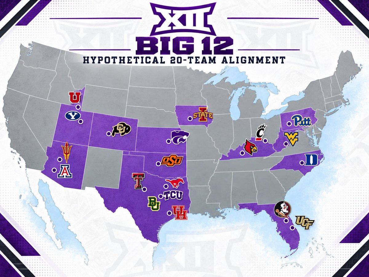 duvalvegas's tweet photo. My take on conference realignment the new SEC, BIG TEN, BIG XII, and ACC https://t.co/Hvc2iOF3rK