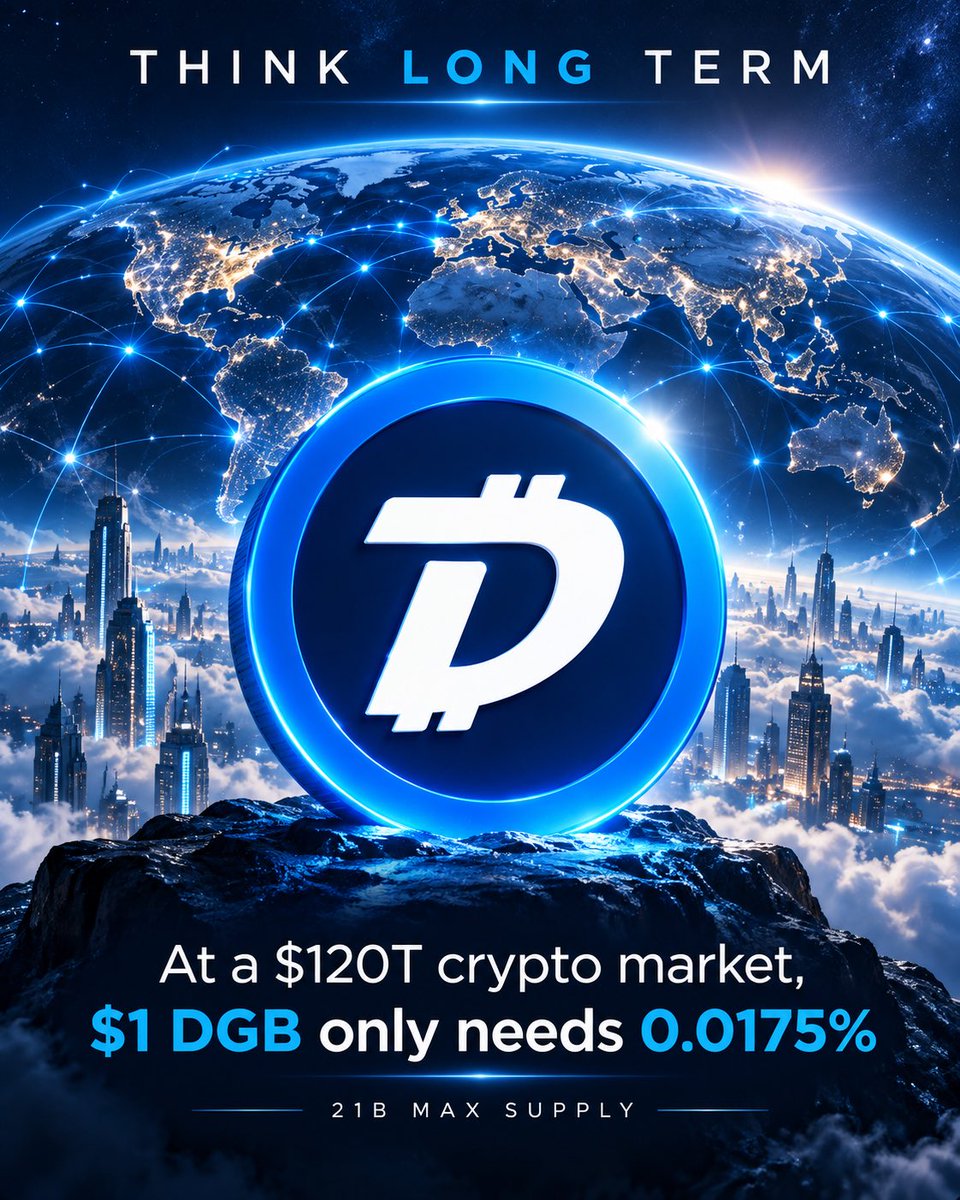 ChainPeople's tweet photo. Zoom out.
At a $120T crypto market, $1 $DGB would need just 0.0175% of the total market.

Not a prediction. A perspective.

Think long term.
#DigiByte https://t.co/CfknjELFUj