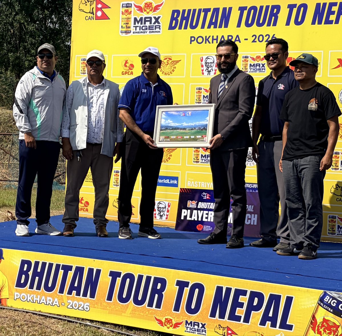 SanuGiery's tweet photo. Bhutan tour to Nepal T20 Series Bhutan, Gandaki and Teams

Yesterday’s CRICKET Match Highlights:
Chief Guest:
Honbl’ Minister SASMIT POKHREL, Nepal Government Education and Sports https://t.co/DMF5cknSe3