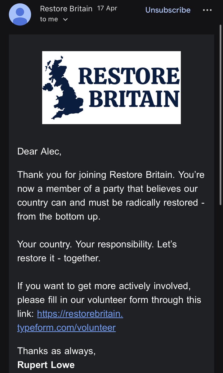 AlecMcKenzie95's tweet photo. Can I still hop on the welcome to Restore Britain if I joined in April? 👀 https://t.co/tSR5HjMVUo