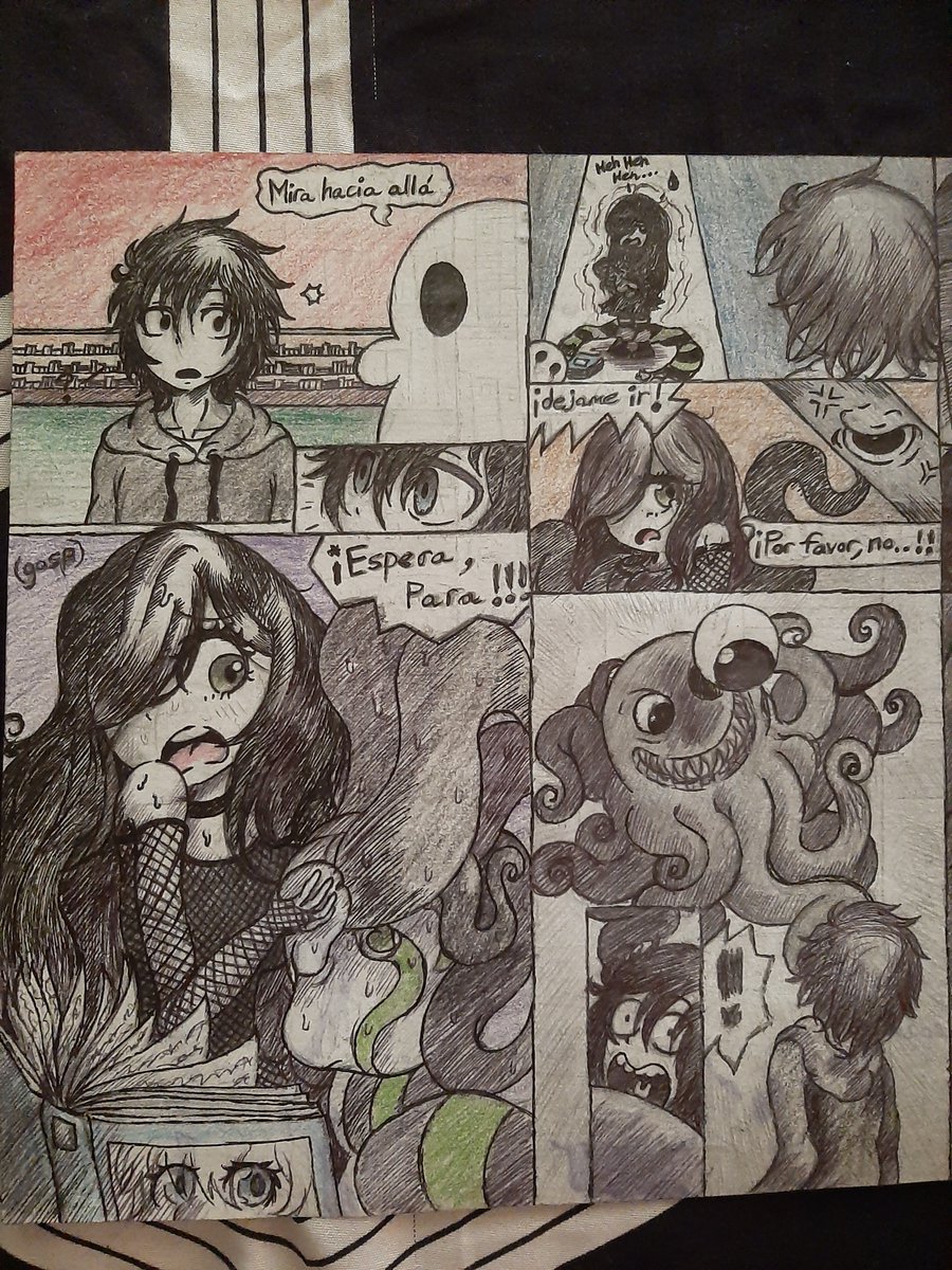 Zavidalote's tweet photo. @Parorou 

Old cross over comic that I made before, with Aria and Gug in Max's library along with Zap. https://t.co/DrEzaQnRVj