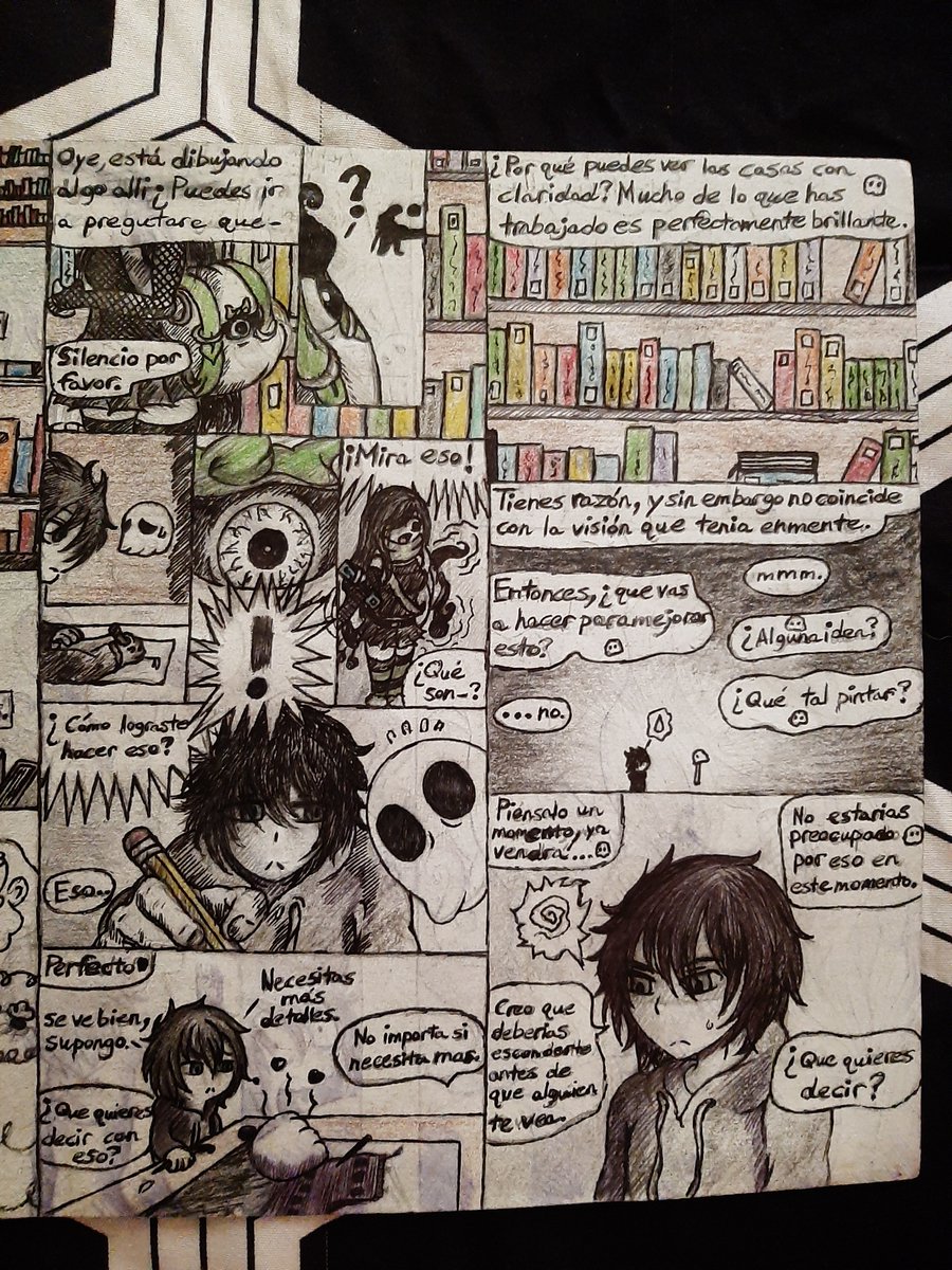 Zavidalote's tweet photo. @Parorou 

Old cross over comic that I made before, with Aria and Gug in Max's library along with Zap. https://t.co/DrEzaQnRVj