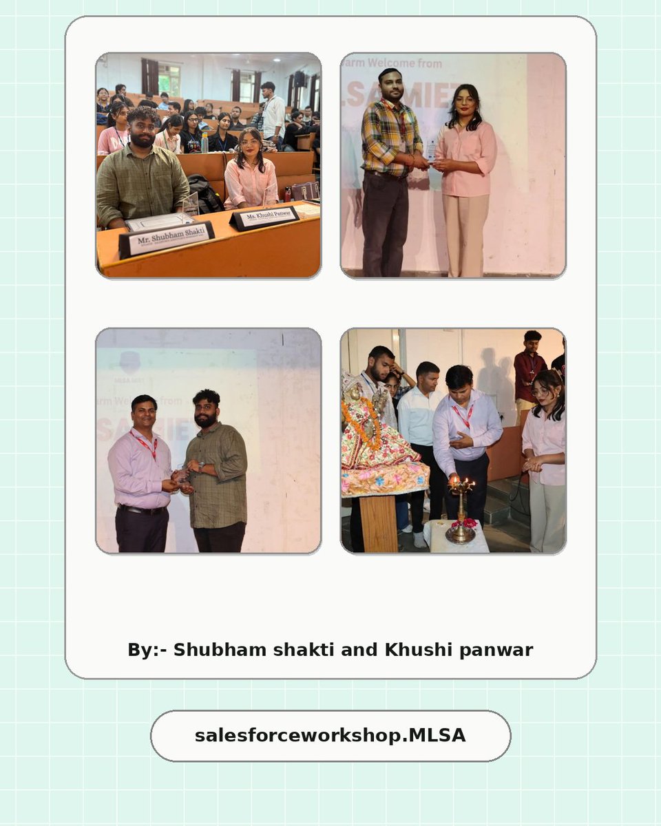 MlsaMiet's tweet photo. ☁️ That’s a wrap!
The Salesforce Agentforce Workshop brought hands-on learning, AI exploration & intelligent agents together. 🤖
Thank you, Shubham Shakti,Khushi Panwar and everyone who joined us! 💙
#Salesforceworkshop #mlsamiet https://t.co/4qb6TYD6Qy