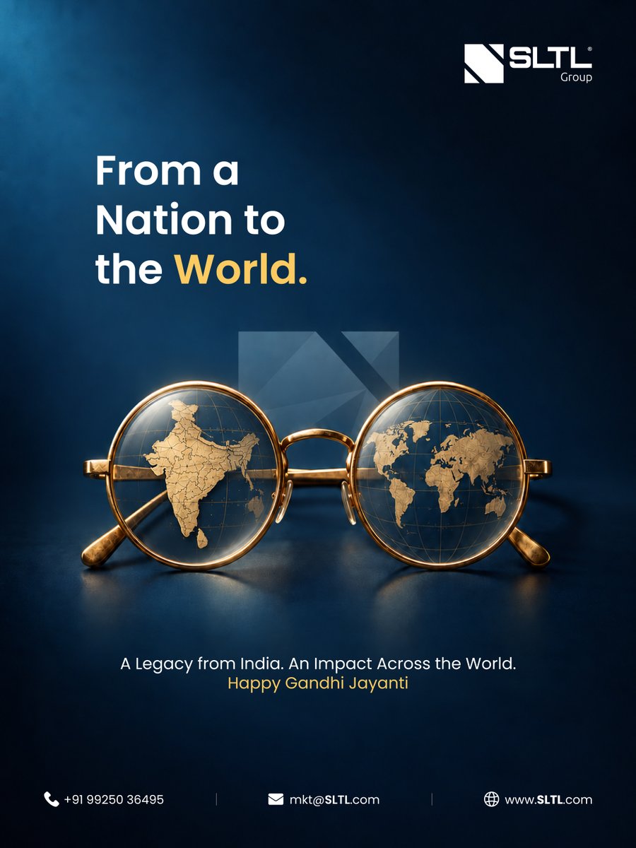 SLTLGroup's tweet photo. From a Nation to the World.
This Gandhi Jayanti, we remember the values of peace, truth, simplicity and humanity, values that continue to connect people across the world.

Warm wishes on Gandhi Jayanti from SLTL Group.

#HappyGandhiJayanti https://t.co/F00Ux7DZqR