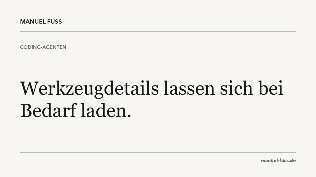 Fu13M's tweet photo. Pi 1.0 ist seit 01.10. verfügbar und lädt Werkzeugdetails bei Bedarf. Für eigene Coding-Agenten ist mein Prüfpunkt: Was braucht die Aufgabe wirklich im Kontext? Einen eigenen Test habe ich noch nicht gemacht. https://t.co/63TW06ND3R https://t.co/huvL8xJ3CW