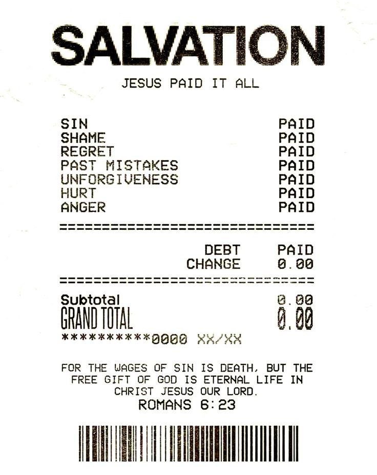 TheBelieverJC's tweet photo. Jesus paid it all in full. 🎁 Salvation is a gift. https://t.co/00sWxYQzE4
