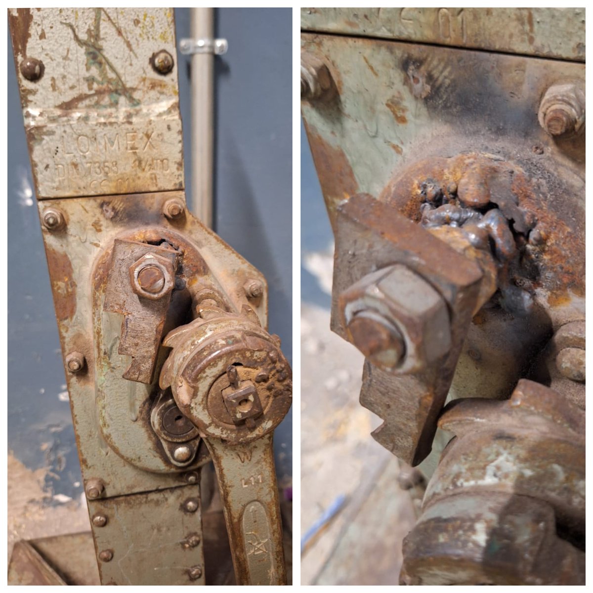 MiroClosa's tweet photo. 🚨🔊RIESGO DE ATRAPAMIENTO Y APLASTAMIENTO💥🤕

👷🏻‍♀️Uso de gatos mecánicos de columna en obras🏗️

❌Pestillo de seguridad deformado y soldado⛓️‍💥
❌Sin revisión/mantenimiento📝
❌Sin adecuación al RD1215🥇

RD1215 Equipos de trabajo y elevación de cargas⚖️📚

#PRLimages #PRL https://t.co/g4Cu7UHP8g
