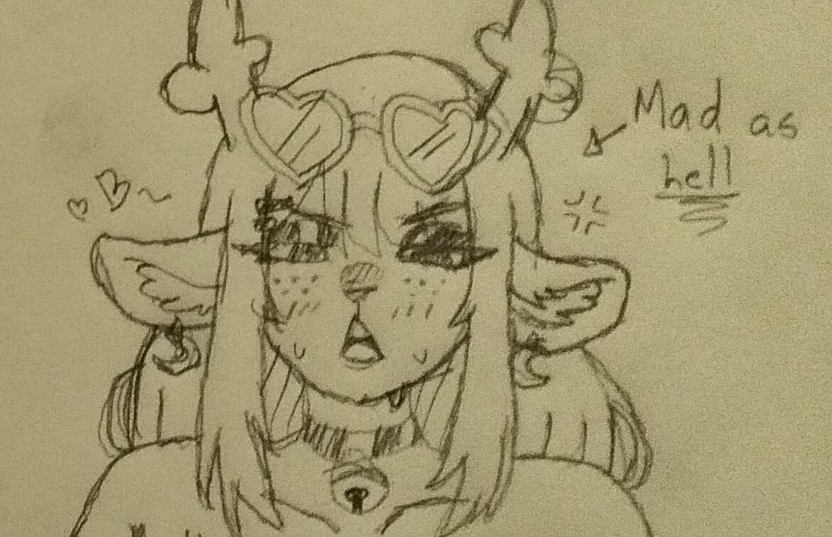 ItsNikozxr27's tweet photo. Miss Hope got tired of your damn ADHD, so she found a way to make you pay attention to her...

(I should stop sketching this stuff on my notebook xd) https://t.co/ykZdtY2GZC