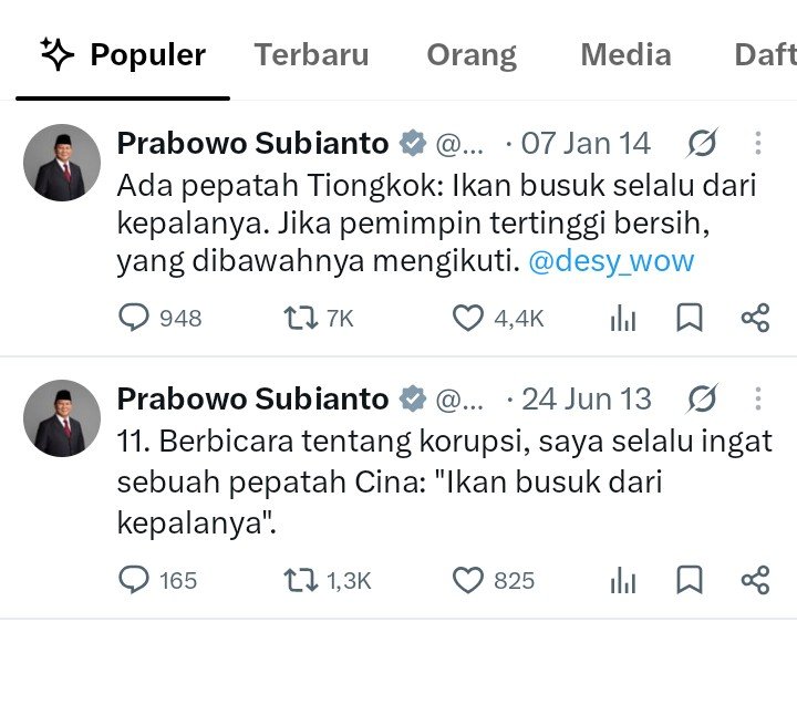 TutorialWNI's tweet photo. percuma resuffle, inget pepatah cina
"ikan busuk dari kepalanya"

@prabowo https://t.co/iTUCWUSdeP
