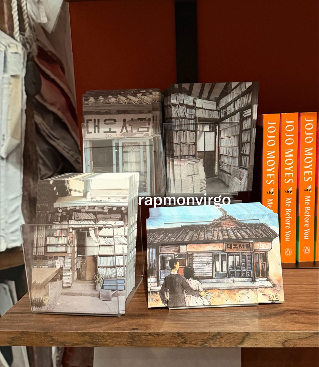 rapmonvirgo's tweet photo. Alongside these posctards they brought from Joon's favorite old bookstore in Seoul.

*sobbing* #RMxSFMOMA https://t.co/tHw87WBM0r