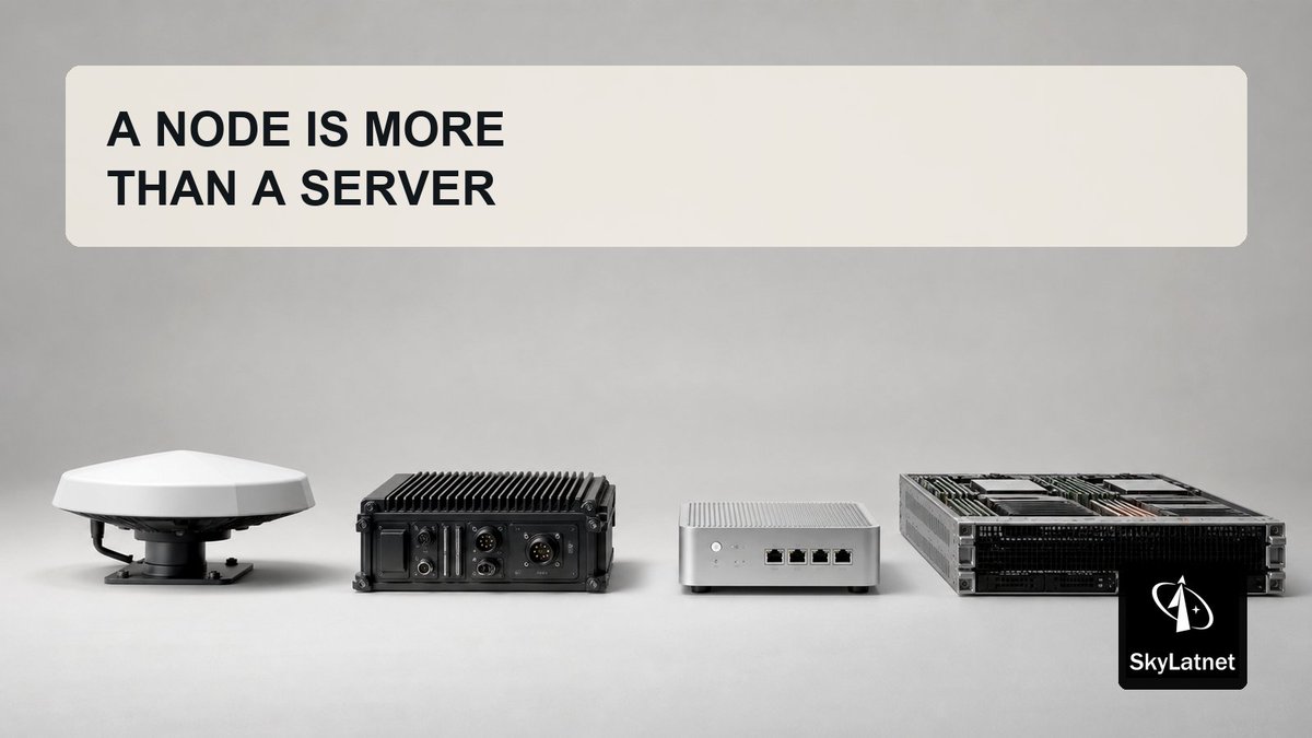 SkyLatnet's tweet photo. A node does not have to be a full row of servers. In decentralized physical infrastructure networks, different devices play different roles. Ground gateways, edge nodes, and validator nodes create value through the services they provide or verify.
#DePIN #EdgeNodes https://t.co/fSVJlkOX8a