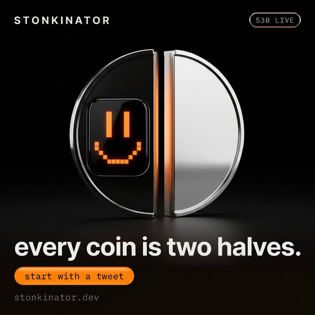 Stonkinatordev's tweet photo. You can launch a coin today that trades against OpenAI.

Not against SOL. Against OpenAI. Or NVIDIA, Tesla, SpaceX, gold, the S&P 500, Anthropic, Neuralink.

We counted this morning: 530 things on Stonkfun you can pair a launch with, and all of them are live right now.

Most launchpads give you one option and never tell you it was a choice. Your coin trades against SOL, so when SOL moves your chart moves and your coin did nothing at all.

Pick the other side and the coin means something. Against NVIDIA, you are betting your idea beats the chip trade. Against USDC, the chart is plain dollars and cannot flatter you. Against another token, you are long both.

This is not a roadmap. Coins are going out through the bot now, and one launched last night paired against ZEC.

Tweet a name and a $TICKER at @Stonkinatordev. Reply PAIRS to see all 530.