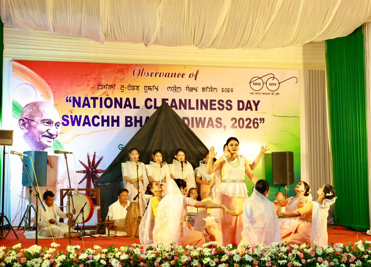 YKhemchandSingh's tweet photo. Paid homage and offered floral tributes to the statue of Mahatma Gandhi at the Gandhi Memorial Hall, Imphal, today on the occasion of National Cleanliness Day / Swachh Bharat Diwas, commemorating the birth anniversary of the Father of the Nation, Mahatma Gandhi. The solemn observance was held in the gracious presence of the Hon'ble Governor of Manipur, Shri Ajay Kumar Bhalla.

On his birth anniversary, let us remember his timeless ideals of truth, non-violence and selfless service and dedicate ourselves to the cause of nation-building. Let us all pledge to keep our surroundings clean and to make cleanliness a way of life.

Let us reaffirm our commitment to realize his dream of a clean, self-reliant India. Mahatma Gandhi's life and message continue to inspire us to work for peace, harmony and unity. The observance was also attended by Hon'ble Ministers, Hon'ble MLAs, senior civil and police officials and the public.

I urge everyone to actively participate in the Swachh Bharat Mission and contribute towards building a cleaner and healthier Manipur.