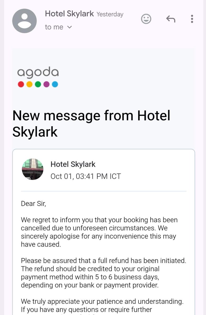 naman88's tweet photo. @agodaindia @agoda @consumerforum_  

Agoda India has empaneled fraud hotels which are cancelling last minute hotel bookings at Gaya during PitraPaksh citing unforseen circumstances to loot people booking ID 2052546511 Get me 2x refund to book a hotel https://t.co/zhv9a5jlIA