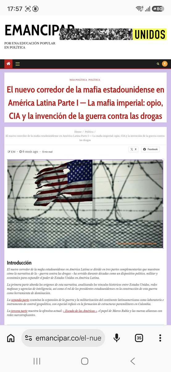 Clafe64's tweet photo. Y lo que han creado con el Escudo de las Américas es el corredor de la mafia, para reprimir a los pueblos y apoderarse de los recursos y los territorios, el tecno-colonialismo y el tecnofascismo. 

No olvidar la historia de las drogas y como los imperios se financiaron sus colonias: el trafico del opio

Las grandes fortunas como Forbes, Los Delano Roosevelt etc  se hicieron millonarios " gracias" al trafico de opio. New York,  ha sido una ciudad del crimen organizado de las mafias que,  con el apoyo de los políticos,  traficaban con la heroína. 

La guerra contra la droga,  la excusa perfecta para justificar el intervecionismo y las guerras.