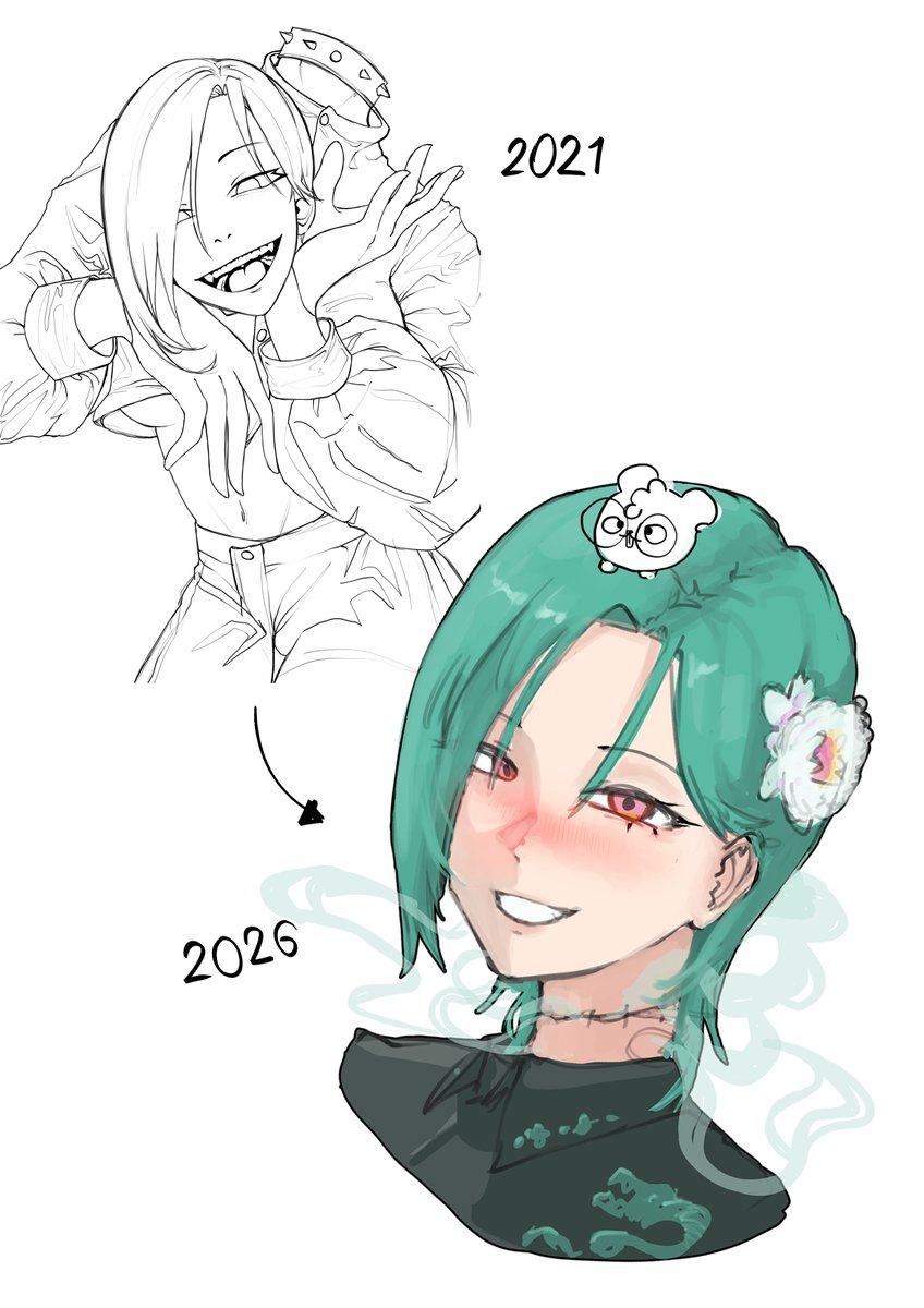 c0ttan's tweet photo. Thank you, me, for never giving up drawing. (5 Y)
#digitalart  #OC #drawthisagain #redraw #GlowUpChallenge https://t.co/0aBzkhmqOr