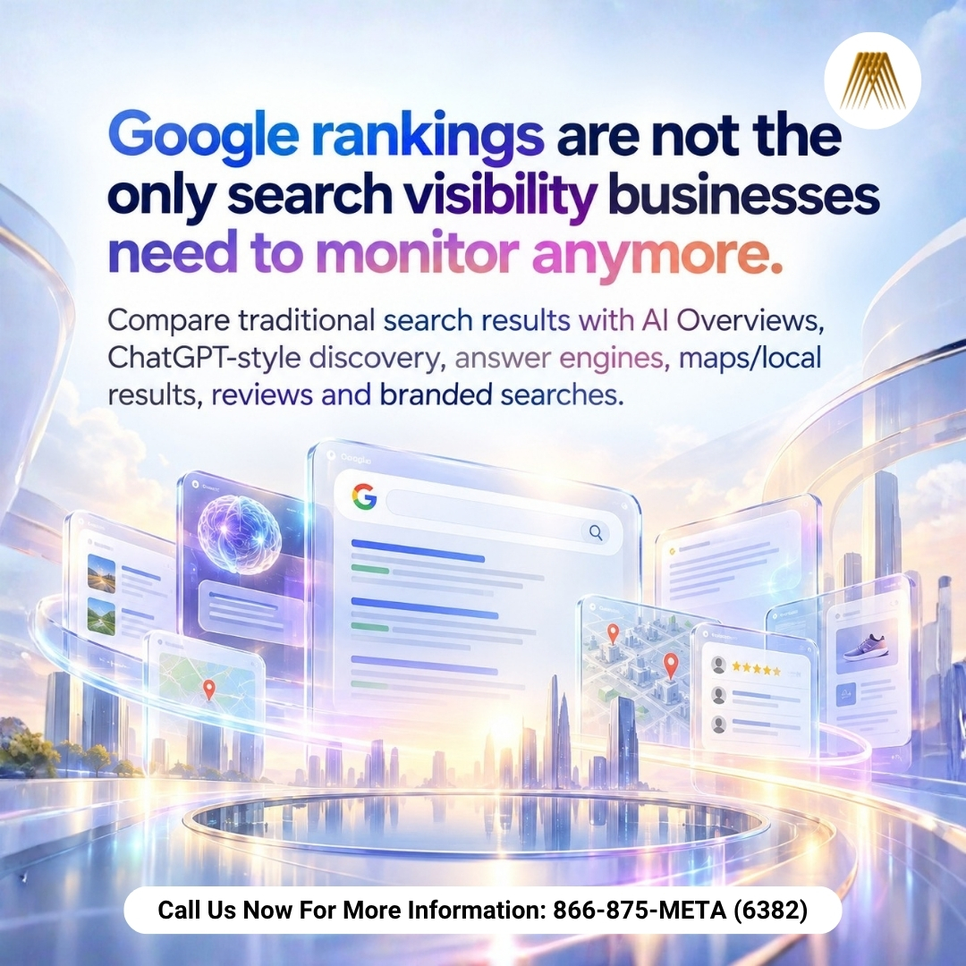 MetaSense's tweet photo. 🌐 Search is becoming more fragmented. A customer may discover a business through a traditional Google result, an AI-generated answer, a map listing. 🔍🤖📍

📞 Call: 866-875-META (6382)
📅 Appointment: https://t.co/BYqcD9TbDF

#SEO #AEO #GEO #AIsearch #SearchMarketing https://t.co/bgdjWp5ZMo