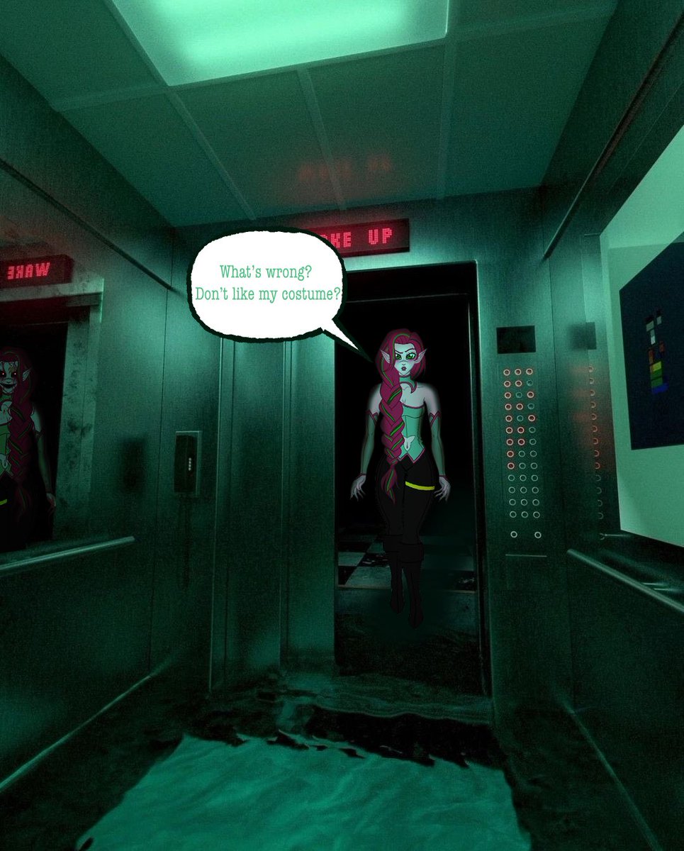 AepheAutumnVale's tweet photo. Dude, the entrance to this haunted house is insane!
…Hey, are you okay? What’s wrong? Don’t like my costume?

BG image by @jackodigital https://t.co/Dn0MJbjRDy