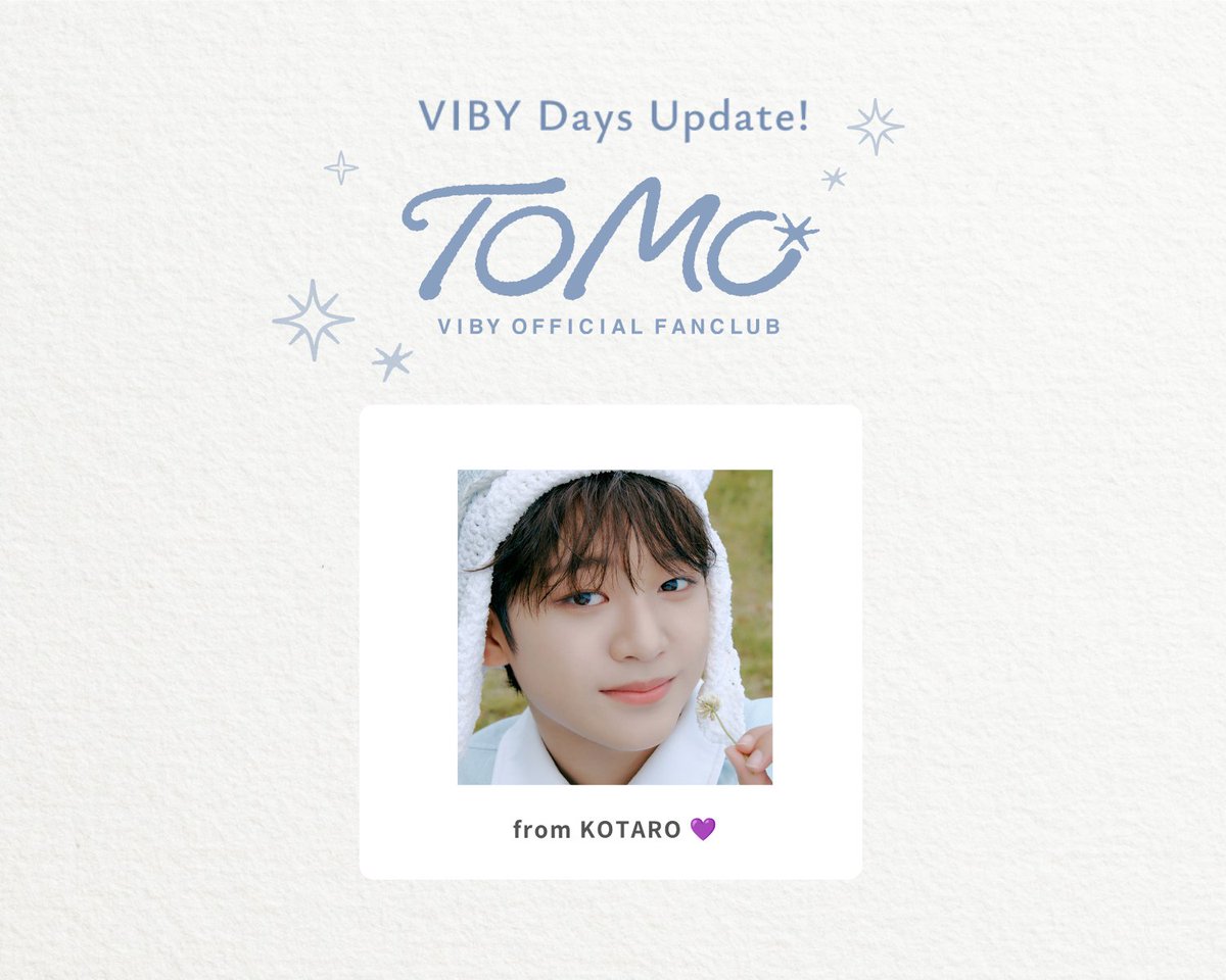 Official_VIBY's tweet photo. [✈️TOMO]

会員限定VIBY Days更新！📝

✍️﹏﹏﹏﹏﹏﹏﹏﹏﹏﹏﹏﹏﹏

　　　from KOTARO 💜
﹏﹏﹏﹏﹏﹏﹏﹏﹏﹏﹏﹏﹏✈️

🔗https://t.co/x6TIKOLFpp

#VIBY #バイビー
#KOTARO
#VIBY_TOMO
#RiiMJ
#VIBY_Days https://t.co/E6w7kwtYAI