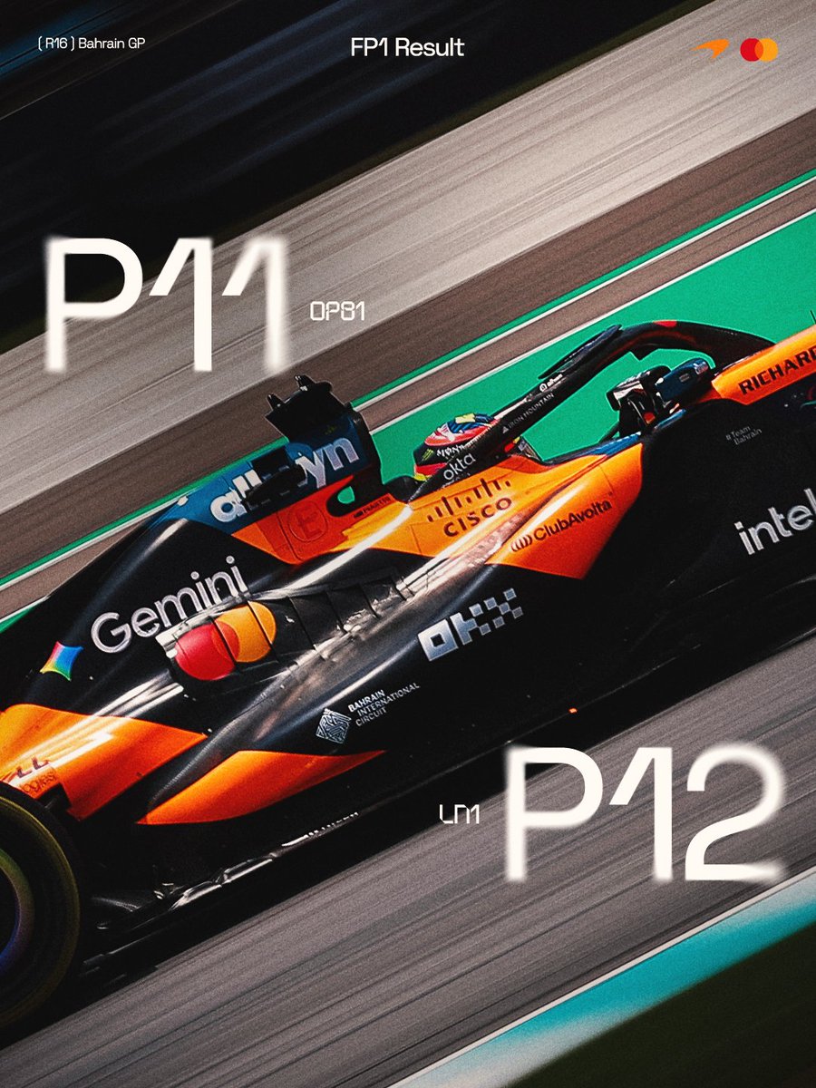 McLarenF1's tweet photo. Lots of learnings from FP1 🤝

#McLarenF1 | #BahrainGP 🇧🇭 https://t.co/3J68WqX06L