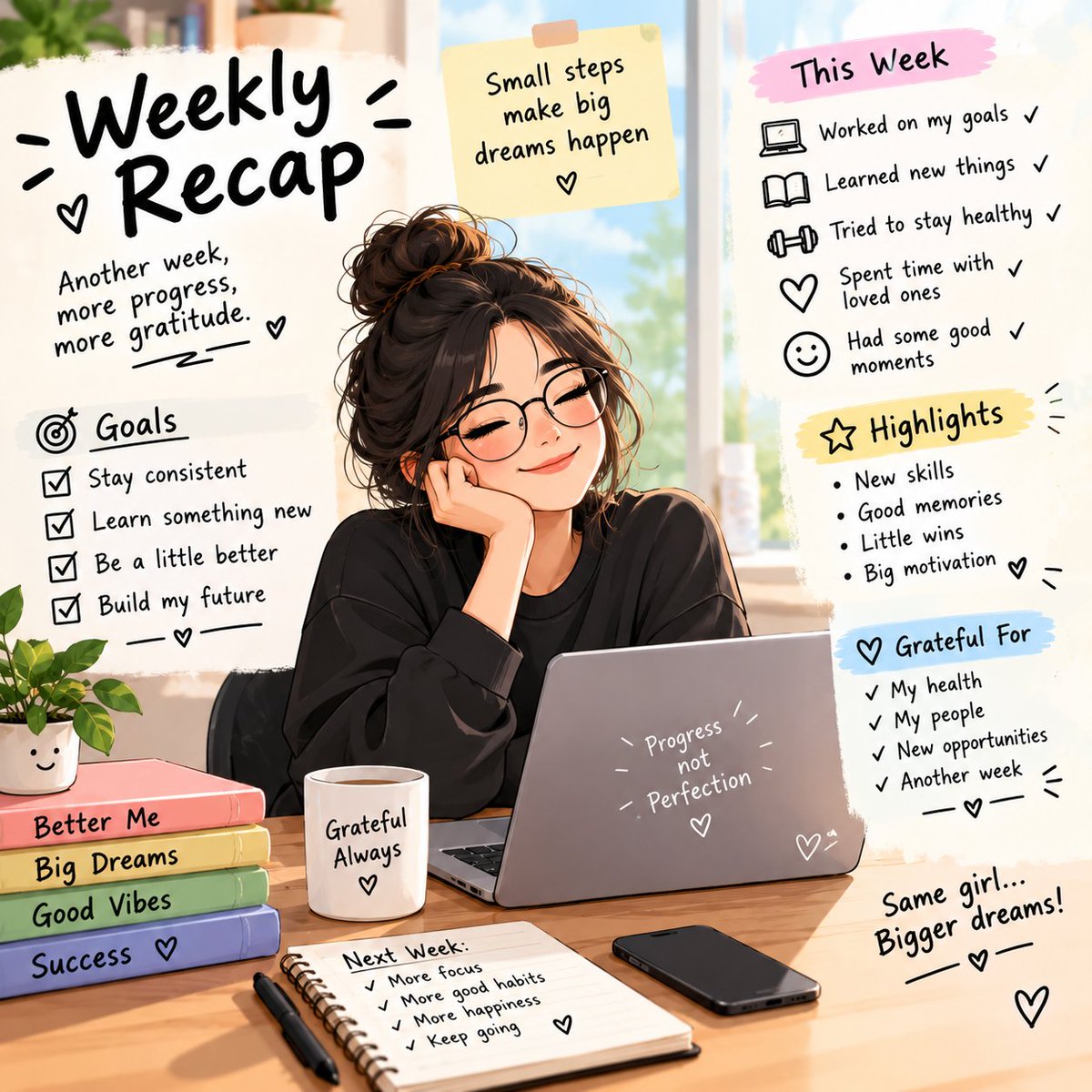 Sharmyn_Chowdhu's tweet photo. ✨ Weekly Recap ✨

Grateful for this week’s lessons, small wins, and beautiful moments. 🌱
Taking the progress with me and stepping into a new week with fresh energy, new goals, and bigger dreams. 💫

#WeeklyRecap #Grateful #Progress #KeepGrowing https://t.co/m4hoXP3fi0