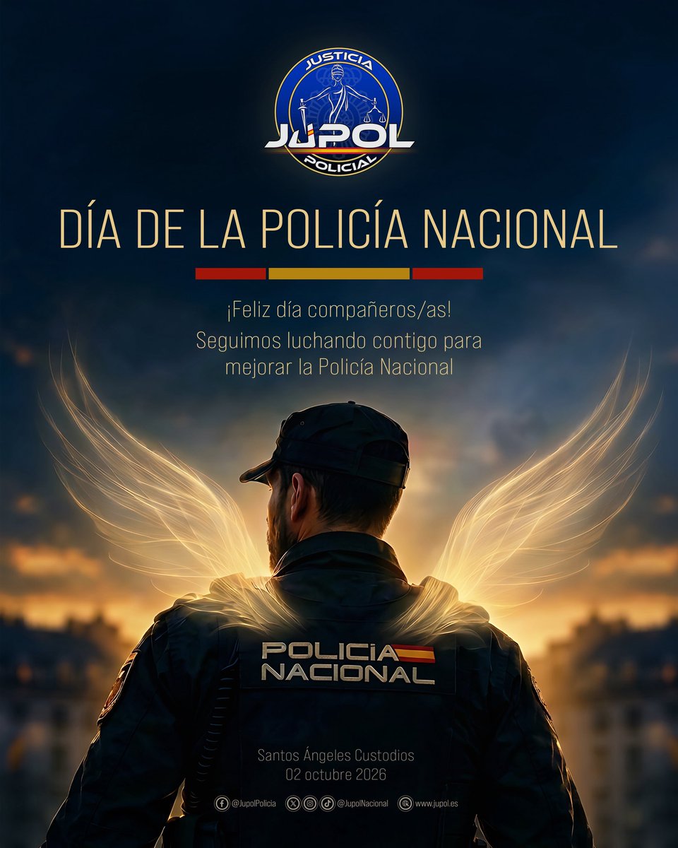 JupolNacional's tweet photo. 💙 DÍA DE LA POLICÍA NACIONAL

🫡 ¡Feliz día compañeros/as!

💪 Seguimos luchando contigo para mejorar la Policía Nacional

#DíaDeLaPolicía #JUPOLContigo

JUPOL, #EquiparacionYa y mucho más. https://t.co/RnQiYEwuSQ