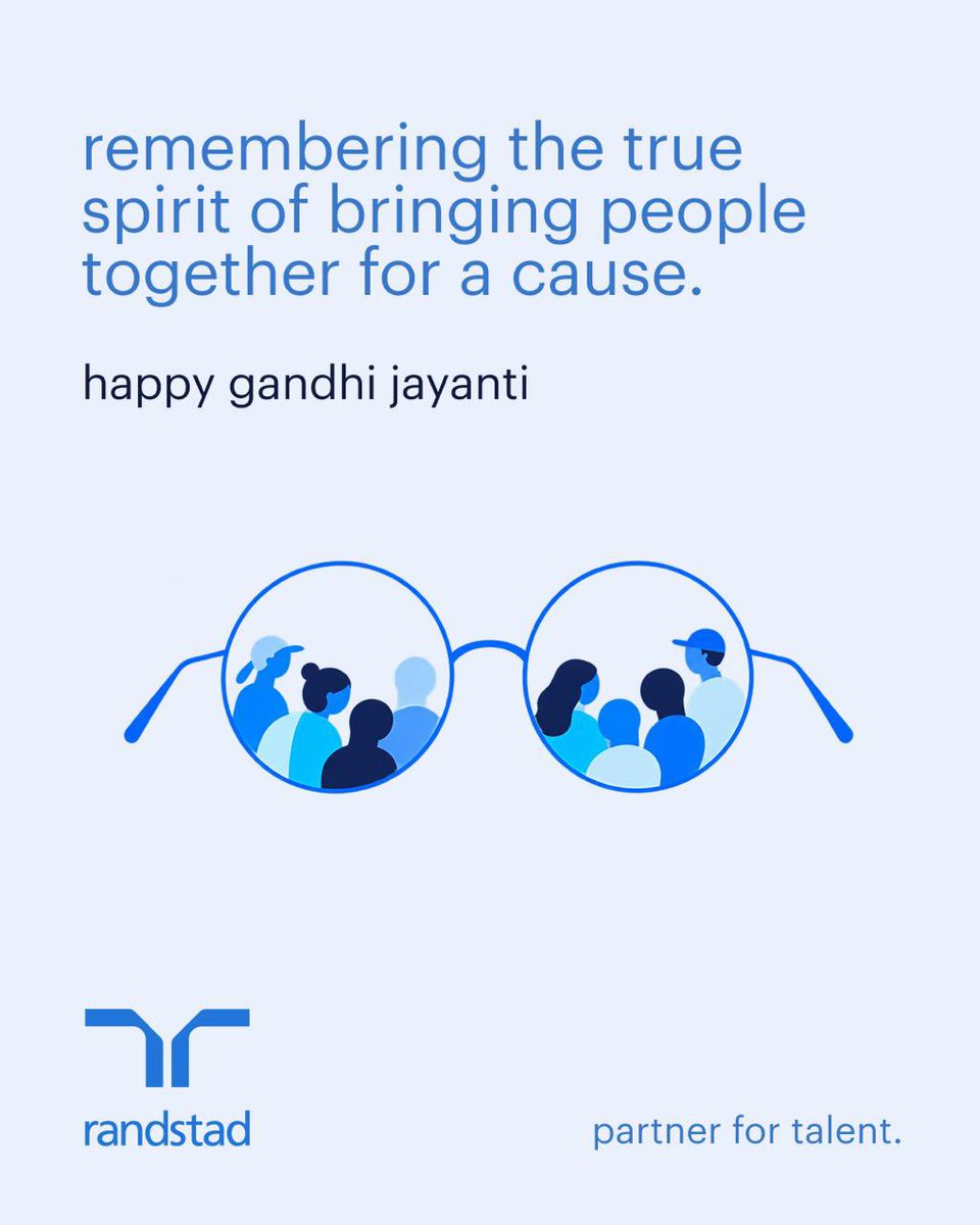 RandstadIndia's tweet photo. On Gandhi Jayanti, we remember the power of coming together for a shared purpose. A reminder that meaningful change begins when people unite, participate, and work towards a common cause.

#GandhiJayanti #GandhiJayanti2026 #UnityInDiversity #TogetherForChange #RandstadIndia https://t.co/nKvkYgdlEm