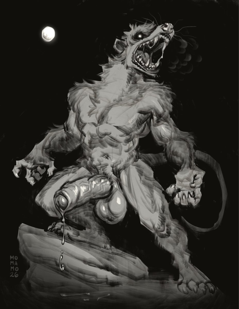GhostPoss's tweet photo. Hide your pumpkins, for t'is the spooky season when the werepossums come out... 🌓🌔🌕

Hot comm of a big, mean wereposs by Momamo on Bsky!! https://t.co/mODOBSkoKt