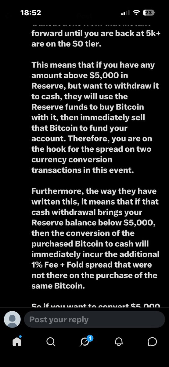 blkgeekrdr's tweet photo. @willreeves @fold_app @Ionic_mia I withdrew everything. I’m done. You must of forgotten “Don’t trust VERIFY” Your Q1 report is public. None of us think the risk you’re asking is worth 0.25%, “no spread,” “no fees.” You doing understand Bitcoiners if you thought we weren’t gonna model out your marketing lies https://t.co/y1bbxDTPna