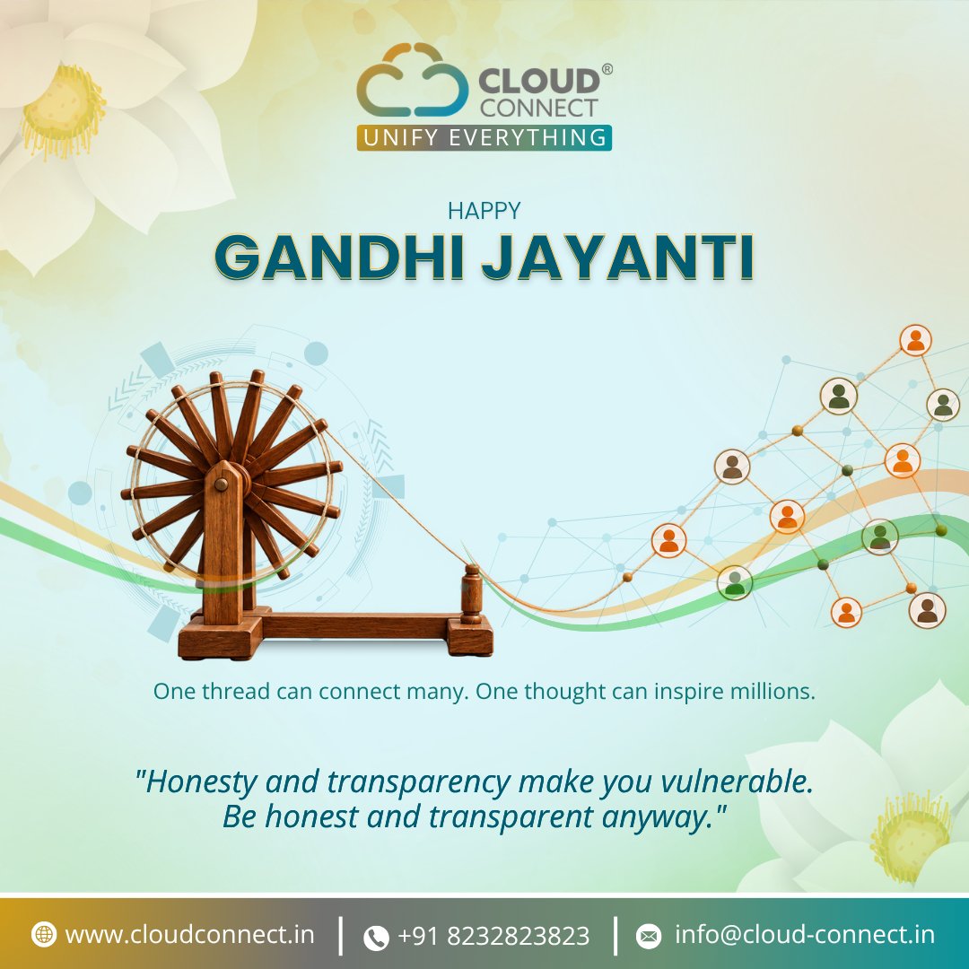 incloudconnect's tweet photo. 🕊️ On Gandhi Jayanti, we remember the values of honesty, simplicity and service that continue to guide how we work — and how we believe businesses should serve their customers.
 
 Wishing everyone a thoughtful Gandhi Jayanti.
 
 #GandhiJayanti #MahatmaGandhi #2October https://t.co/iFgm0MIRZm