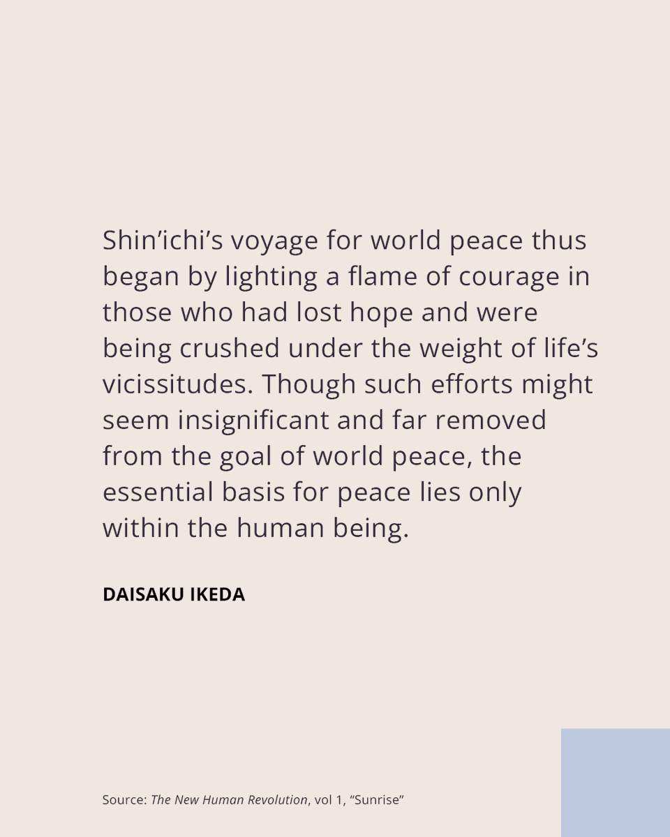daisakuikeda_of's tweet photo. On October 2, 1960, at just 32 years old, Buddhist philosopher Daisaku Ikeda departed Japan on his first overseas journey, marking his first step toward worldwide kosen-rufu*. 

Over the course of 24 days, he visited nine cities in three countries: Honolulu, San Francisco, Seattle, Chicago, Toronto, New York, Washington, D.C., São Paulo and Los Angeles. ✈️🌎

This October 2, as we look toward 2030 and the 100th anniversary of the Soka Gakkai’s founding, we look back on Ikeda’s reflections in Honolulu, Hawaii. There, he contemplated the significance of taking his first step to advance peace worldwide from Hawaii, a place deeply marked by war yet also a “melting pot of humanity,” and envisioned it as a model for peace. 🌺🕊️

The following passages from The New Human Revolution, vol. 1, recount Ikeda’s experiences through the character of Shin’ichi Yamamoto.

* Kosen-rufu: the realization of world peace rooted in respect for the dignity of life and the happiness of each individual.
#WorldPeaceDay #DaisakuIkeda #TheNewHumanRevolution #PeaceThroughDialogue #SokaGakkai