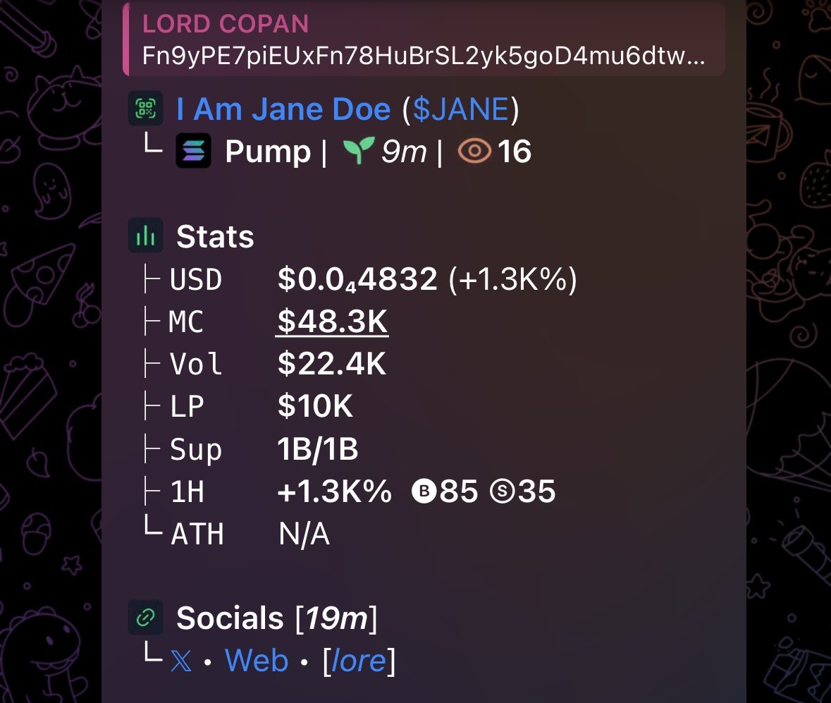 COPANSOL's tweet photo. $JANE
CA:

Fn9yPE7piEUxFn78HuBrSL2yk5goD4mu6dtwz6k2pump https://t.co/I4SPsR0itG