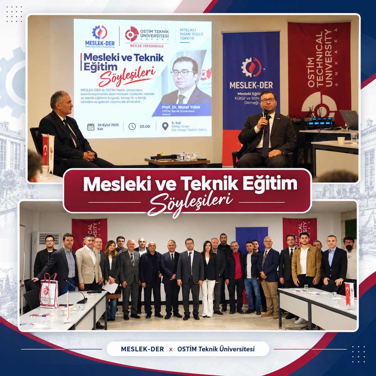 Meslek_Der's tweet photo. MESLEK-DER ile @ostimteknikuniv koordinasyonunda gerçekleştirdiğimiz Mesleki ve Teknik Eğitim Söyleşilerinde; hüner, değer, girişimcilik ve üniversite–sanayi iş birliğini @myulek ile konuştuk.

Haber 👉 https://t.co/DIelokIHqI https://t.co/AYFVKfwrnm