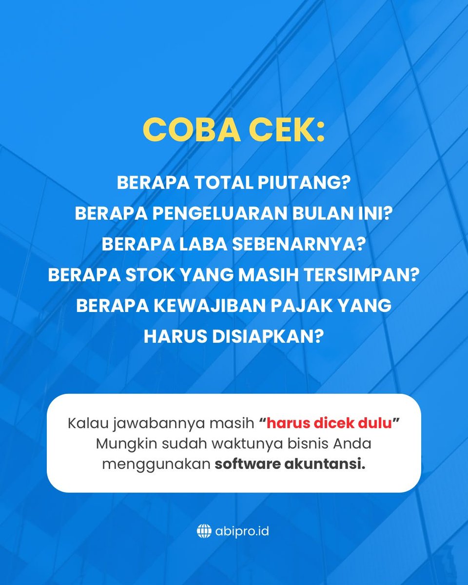 Abipro_software's tweet photo. Dengan AbiPro Software Akuntansi, Anda bisa membantu mengelola pencatatan transaksi, laporan keuangan, piutang, stok, hingga kebutuhan administrasi bisnis dengan lebih terstruktur.

Ditambah jasa perpajakan AbiPro, urusan pajak bisnis bisa ditangani dengan lebih praktis. https://t.co/qwdz92eIsH